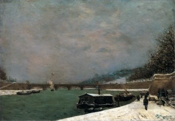 ポール・ゴーギャン Painting - イエナ橋のセーヌ川 雪の天気 ポスト印象派 原始主義 ポール・ゴーギャン
